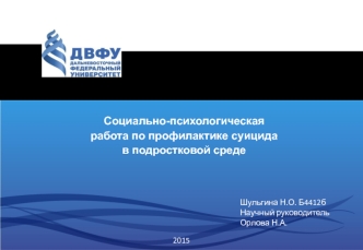 Социально-психологическая работа по профилактике суицида в подростковой среде