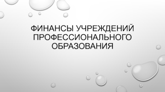 Финансы учреждений профессионального образования