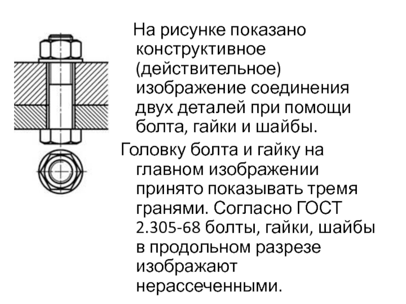 Упрощенное изображение соединения болтом