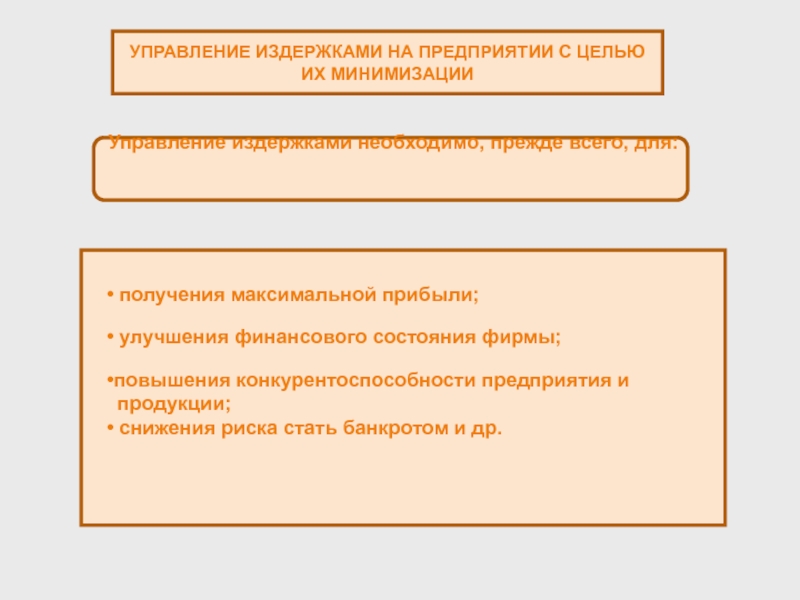 Управление издержками производства презентация