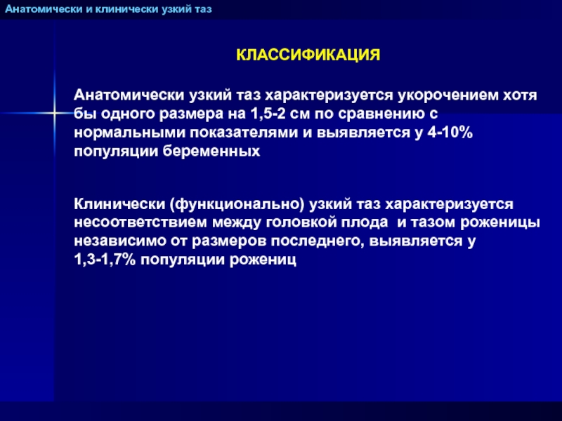 Анатомически и клинически узкий таз презентация