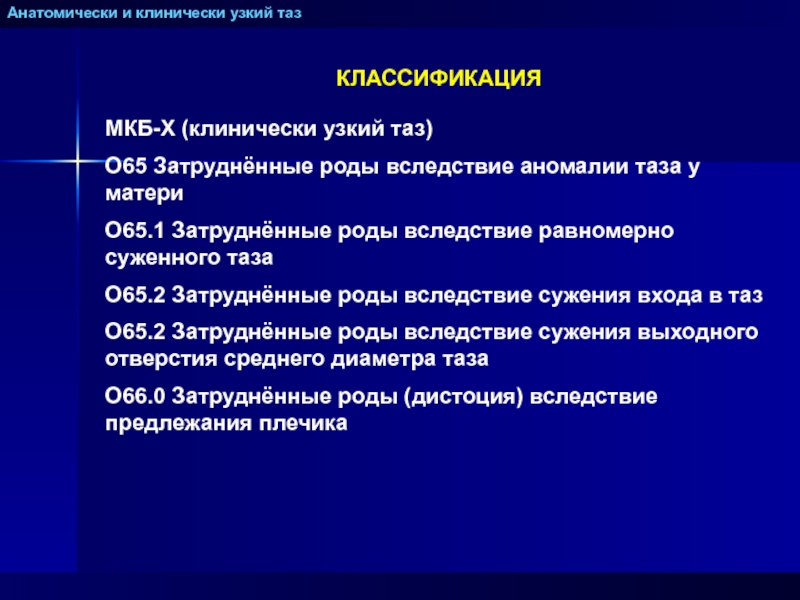 Анатомически и клинически узкий таз презентация