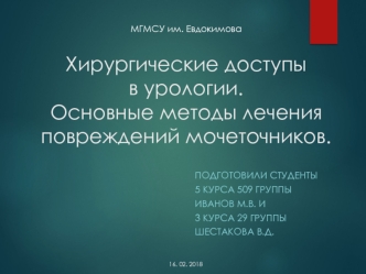 Хирургические доступы в урологии. Методы лечения повреждений мочеточников