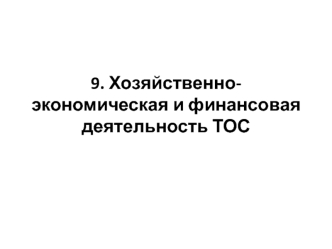 Хозяйственно-экономическая и финансовая деятельность ТОС