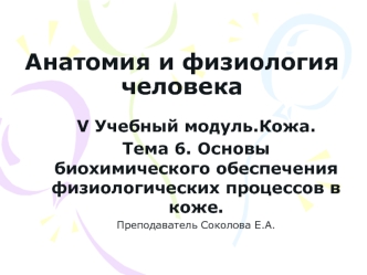 Основы биохимического обеспечения физиологических процессов в коже