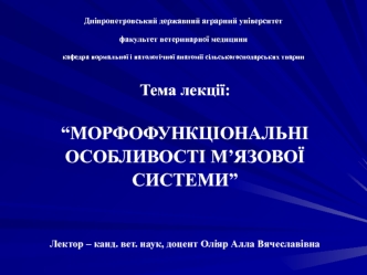 Морфофункціональні особливості м’язової системи