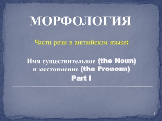 Части речи в английском языке: Имя существительное (the Noun) и местоимение (the Pronoun)