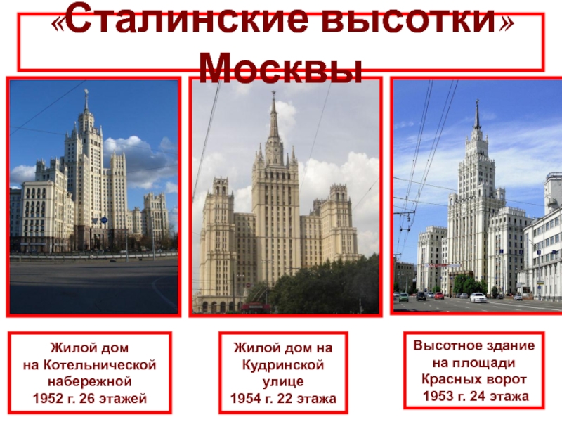 Сталинские высотки адреса