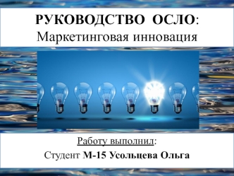 Руководство ОСЛО: Маркетинговая инновация