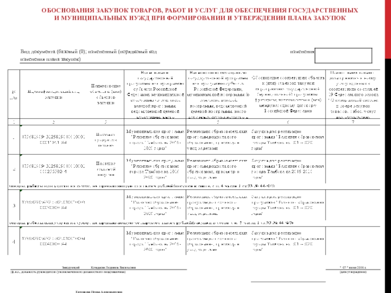 План закупок для обеспечения государственных и муниципальных нужд образец