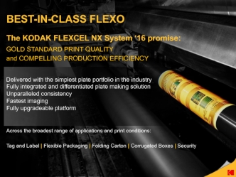 Best-in-class Flexo. The Кodak Flexcel NX. System ‘16 promise