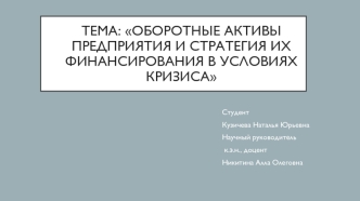 Оборотные активы предприятия и стратегия их финансирования в условиях кризиса