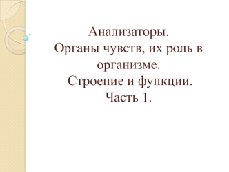 Анализаторы. Органы чувств, их роль в организме. Строение и функции