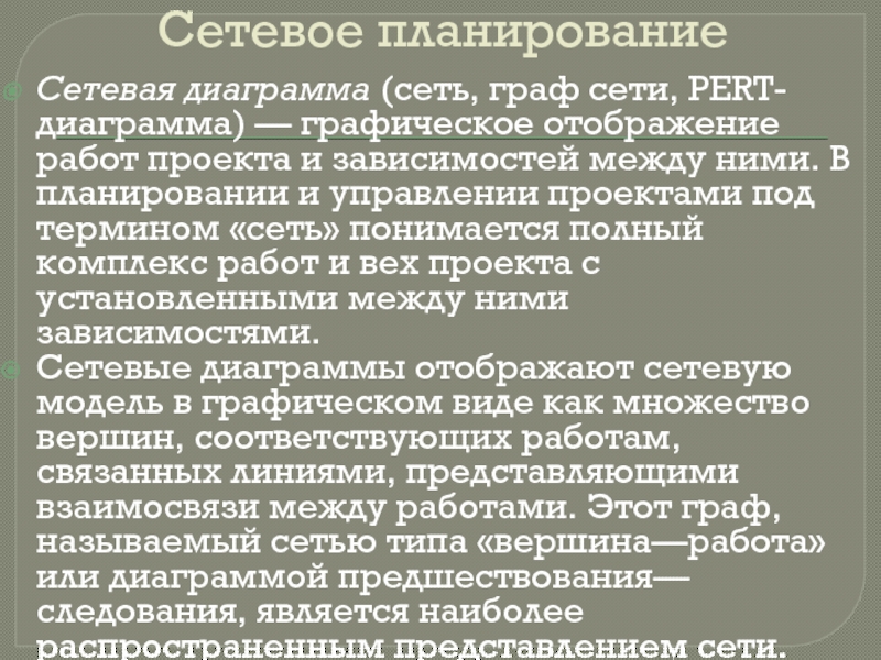 Графическое отображение работ проекта и их взаимосвязей это