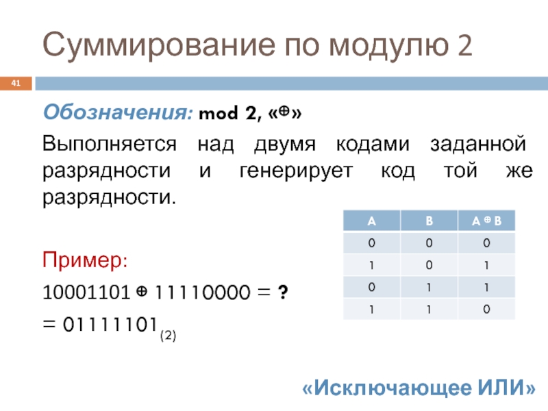 Два префикса. Суммирование. Арифметические основы компьютера.