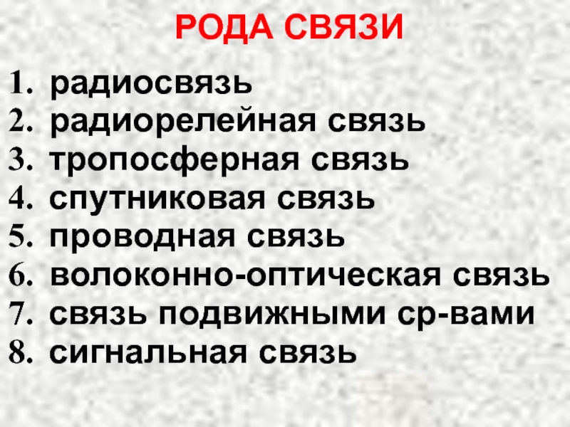 Роды связи. Рода связи. Рода военной связи. Рода связи и их характеристика. Виды военной связи.