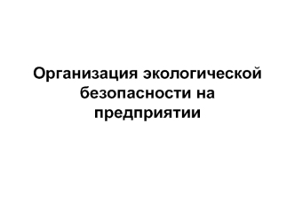 Организация экологической безопасности на предприятии