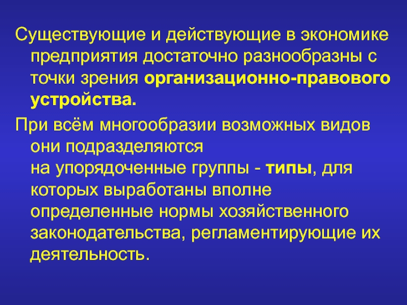 Достаточно разнообразен по. Предприятие и предпринимательство в рыночной среде. Виды предприятий в экономике.