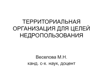 Территориальная организация для целей недропользования