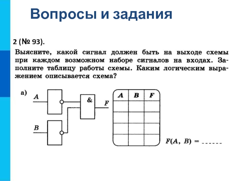 Выясните какой сигнал должен быть на выходе схемы при каждом возможном наборе сигналов на входах