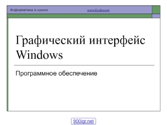 Графический интерфейс Windows. Программное обеспечение
