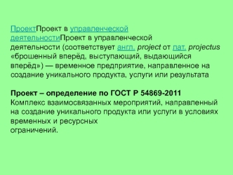 Проект в управленческой деятельности