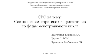 Соотношение эстрогенов и прогестинов по фазам менструального цикла