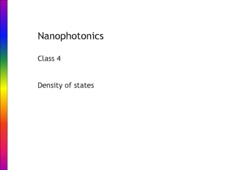 Nanophotonics class 4. Density of states