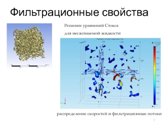 Фильтрационные свойства.Решение уравнений Стокса для несжимаемой жидкости