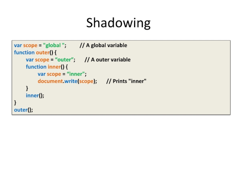 Outer scope. Глобального СКОУП. Global scope пример js. Shadows name 'request' from Outer scope.