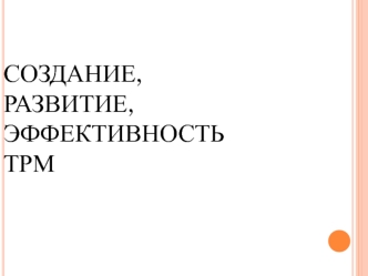 Создание, развитие, эффективность ТРМ