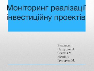 Моніторинг реалізації інвестиційну проектів