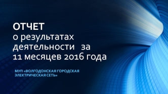 Отчет о результатах деятельности за 11 месяцев МУП ВГЭС