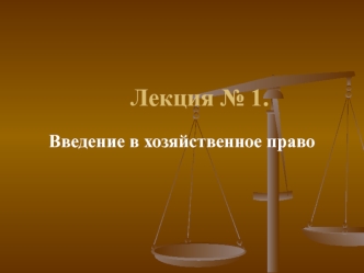 Введение в хозяйственное право. (Лекция 1)