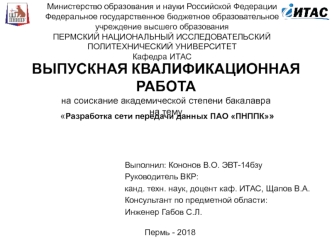 Разработка сети передачи данных ПАО ПНППК