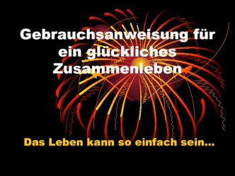 Gebrauchsanweisung für ein glückliches Zusammenleben. Das Leben kann so einfach sein