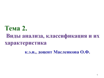 Виды анализа, классификация и их характеристика на предприятии. (Тема 2)