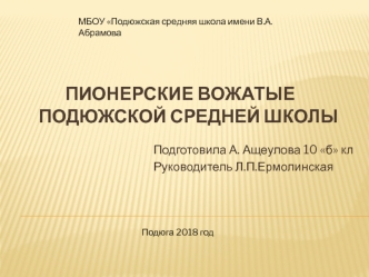 Пионерские вожатые Подюжской средней школы