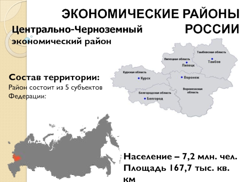 Города цчр. Центрально-Чернозёмный экономический район площадь. Центр Центрально Черноземного экономического района России. Центрально Черноземный район субъекты на карте. Центрально-Чернозёмный экономический район состав.