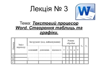 Текстовий процесор Word. Створення таблиць та графіки