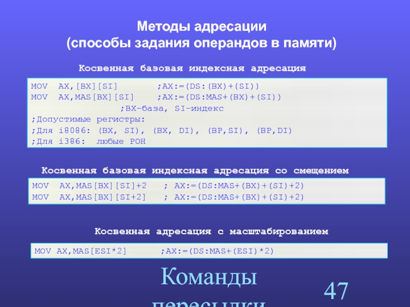 Операнды в системах счисления. Способы адресации. Способы адресации операндов. Прямая и косвенная адресация в ассемблере. Типы адресации ассемблер.