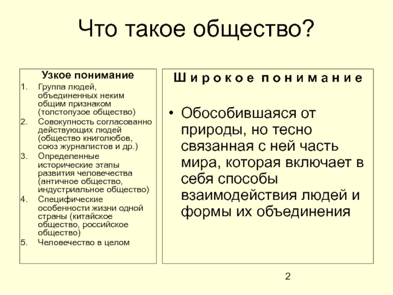 Общество в узком