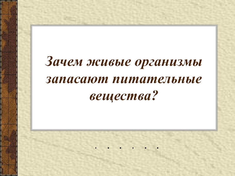 Презентация зачем живые организмы запасают питательные вещества