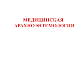 Медицинская арахноэнтемология. (Лекция 13)