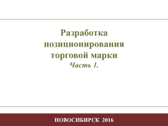 Разработка позиционирования торговой марки