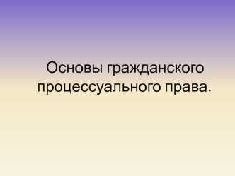 Основы гражданского процессуального права