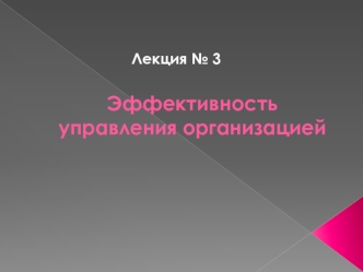 Эффективность управления организацией