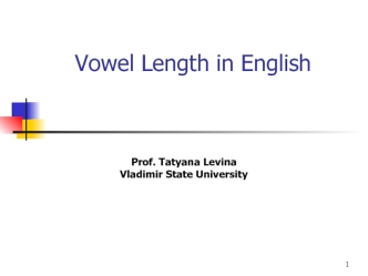 Vowel Length in English