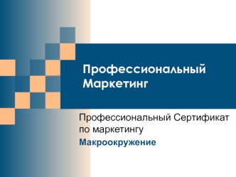 Профессиональный маркетинг. Профессиональный сертификат по маркетингу. Макроокружение