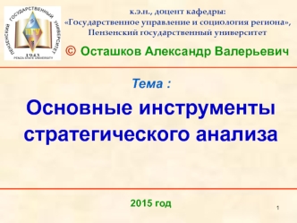 Основные инструменты стратегического анализа